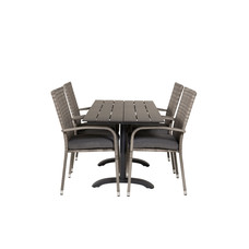 Denver tuinmeubelset tafel 70x120cm en 4 stoel Anna grijs, zwart.