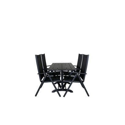 Denver tuinmeubelset tafel 70x120cm en 4 stoel Break zwart.