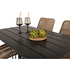 Denver tuinmeubelset tafel 70x120cm en 4 stoel armleuningL  Lindos zwart.