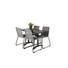 Denver tuinmeubelset tafel 70x120cm en 4 stoel Lindos zwart.