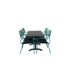 Denver tuinmeubelset tafel 70x120cm en 4 stoel Nicke groen, zwart.