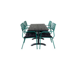 Denver tuinmeubelset tafel 70x120cm en 4 stoel Nicke groen, zwart.