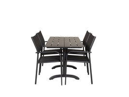 Denver tuinmeubelset tafel 70x120cm en 4 stoel Santorini zwart.