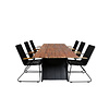 Doory tuinmeubelset tafel 100x250cm en 6 stoel armleuning Bois zwart, naturel.