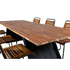 Doory tuinmeubelset tafel 100x250cm en 6 stoel Bois zwart, naturel.