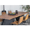 Doory tuinmeubelset tafel 100x250cm en 6 stoel Bois zwart, naturel.