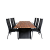 Doory tuinmeubelset tafel 100x250cm en 6 stoel Copacabana zwart, naturel.