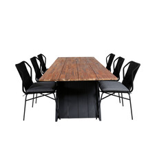 Doory tuinmeubelset tafel 100x250cm en 6 stoel Julian zwart, naturel.