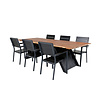 Doory tuinmeubelset tafel 100x250cm en 6 stoel Levels zwart, naturel.