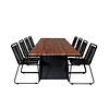 Doory tuinmeubelset tafel 100x250cm en 8 stoel stapelS Lindos zwart, naturel.