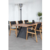 Doory tuinmeubelset tafel 100x250cm en 6 stoel Little John naturel, zwart.