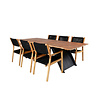 Doory tuinmeubelset tafel 100x250cm en 6 stoel Little John naturel, zwart.