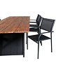 Doory tuinmeubelset tafel 100x250cm en 6 stoel Santorini zwart, naturel.