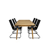 Julian tuinmeubelset tafel 100x210cm en 6 stoel armleuning Bois zwart, naturel.