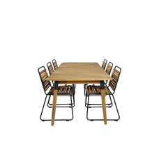 Julian tuinmeubelset tafel 100x210cm en 6 stoel Bois zwart, naturel.