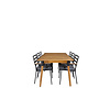Julian tuinmeubelset tafel 100x210cm en 6 stoel Brasilia zwart, naturel.