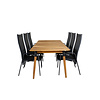 Julian tuinmeubelset tafel 100x210cm en 6 stoel Copacabana zwart, naturel.