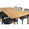 Julian tuinmeubelset tafel 100x210cm en 6 stoel Dallas zwart, naturel.