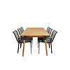 Julian tuinmeubelset tafel 100x210cm en 6 stoel Dallas zwart, naturel.