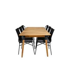 Julian tuinmeubelset tafel 100x210cm en 6 stoel Julian zwart, naturel.