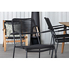 Julian tuinmeubelset tafel 100x210cm en 6 stoel armleuning Lindos zwart, naturel.
