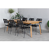 Julian tuinmeubelset tafel 100x210cm en 6 stoel armleuning Lindos zwart, naturel.