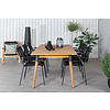 Julian tuinmeubelset tafel 100x210cm en 6 stoel armleuning Lindos zwart, naturel.