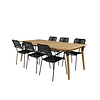 Julian tuinmeubelset tafel 100x210cm en 6 stoel armleuning Lindos zwart, naturel.
