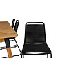 Julian tuinmeubelset tafel 100x210cm en 6 stoel stapelS Lindos zwart, naturel.