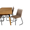 Julian tuinmeubelset tafel 100x210cm en 6 stoel stapelL Lindos zwart, naturel.