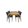 Julian tuinmeubelset tafel 100x210cm en 6 stoel Santorini zwart, naturel.
