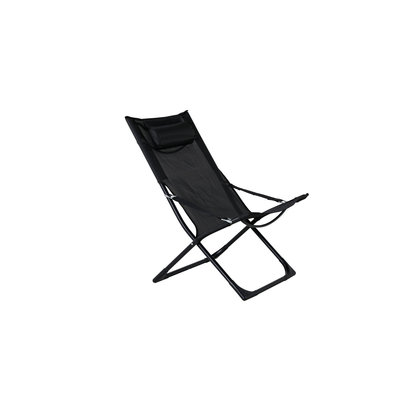Seville tuinligstoel, opvouwbare strandstoel zwart.