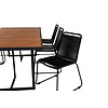 Khung tuinmeubelset tafel 100x200cm en 6 stoel stapel Lindos zwart, naturel.