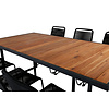 Khung tuinmeubelset tafel 100x200cm en 6 stoel stapel Lindos zwart, naturel.