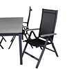 Levels tuinmeubelset tafel 100x160/240cm en 4 stoel L5pos Albany zwart, grijs.