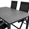 Levels tuinmeubelset tafel 100x160/240cm en 4 stoel L5pos Albany zwart, grijs.