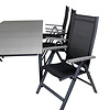 Levels tuinmeubelset tafel 100x160/240cm en 6 stoel L5pos Albany zwart, grijs.