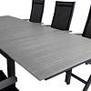 Levels tuinmeubelset tafel 100x160/240cm en 6 stoel L5pos Albany zwart, grijs.