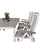 Levels tuinmeubelset tafel 100x160/240cm en 6 stoel 5pos Albany wit, grijs.