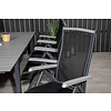 Levels tuinmeubelset tafel 100x160/240cm en 8 stoel Albany zwart, grijs.