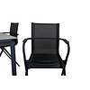 Levels tuinmeubelset tafel 100x160/240cm en 4 stoel Alina zwart, grijs.