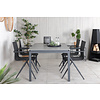 Levels tuinmeubelset tafel 100x160/240cm en 4 stoel Alina zwart, grijs.