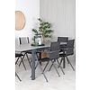 Levels tuinmeubelset tafel 100x160/240cm en 6 stoel Alina zwart, grijs.