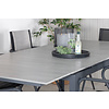 Levels tuinmeubelset tafel 100x160/240cm en 6 stoel Alina zwart, grijs.