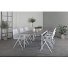 Levels tuinmeubelset tafel 100x160/240cm en 6 stoel Alina wit, grijs.