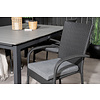 Levels tuinmeubelset tafel 100x160/240cm en 4 stoel Anna zwart, grijs.