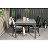 Levels tuinmeubelset tafel 100x160/240cm en 4 stoel Anna zwart, grijs.