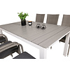 Levels tuinmeubelset tafel 100x160/240cm en 6 stoel Anna grijs.