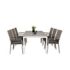 Levels tuinmeubelset tafel 100x160/240cm en 6 stoel Anna grijs.