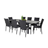 Levels tuinmeubelset tafel 100x160/240cm en 8 stoel Anna zwart, grijs.